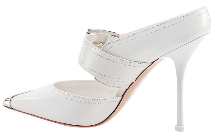 Lookbook (W) Alexander McQueen High Heel 'Kulit Putih dengan Detail Gesper' 709992WHSWD9359