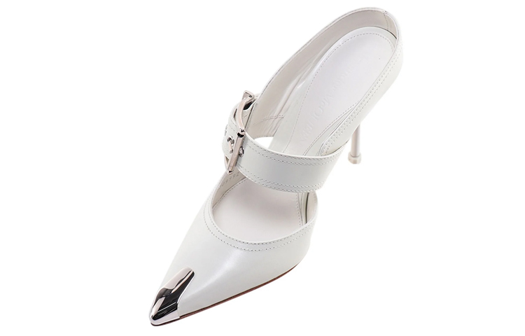 Shop (W) Alexander McQueen High Heel 'Kulit Putih dengan Detail Gesper' 709992WHSWD9359