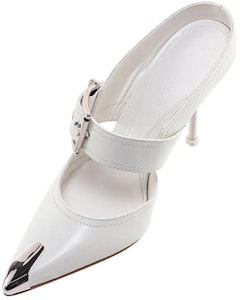 (W) Alexander McQueen Tumit Tinggi 'Butiran Buckle Kulit Anak Lembu Putih' 709992WHSWD9359 Shop (W) Alexander McQueen Tumit Tinggi 'Butiran Buckle Kulit Anak Lembu Putih' 709992WHSWD9359