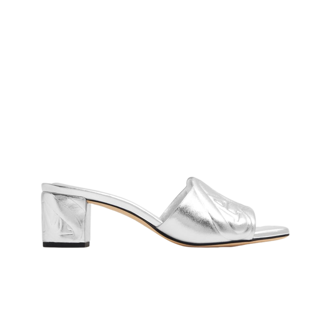 (Women) Alexander McQueen High Heel Open Toe Slide 'Silver' 780713WIF138100
