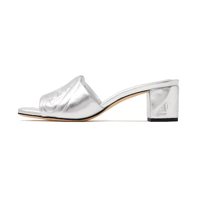 (W) Alexander McQueen High Heel Open Toe Slide 'Silver'