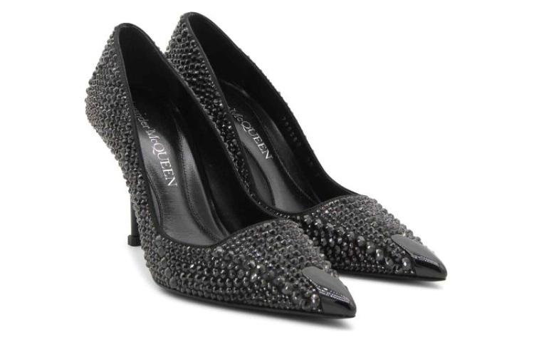 Shop (W) Alexander McQueen Kasut Tumit Tinggi 'Sleek Black' 9.5cm 766886W4X251069