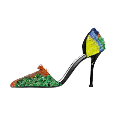 (W) Alexander McQueen High Heel Slip-On 'Yellow Blue Green'