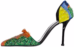 (Women) Alexander McQueen High Heel Slip-On 'Yellow Blue Green' 718875WHW2G1049Orange (Women) Alexander McQueen High Heel Slip-On 'Yellow Blue Green' 718875WHW2G1049Orange