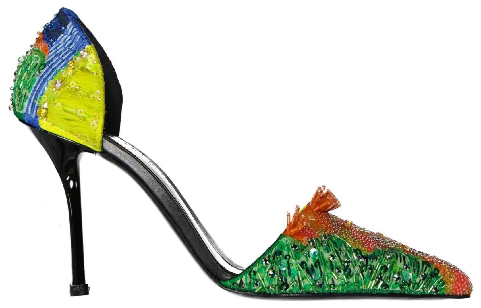 Order (W) Alexander McQueen Talons Hauts Slip-On ''Jaune Bleu Vert'' 718875WHW2G1049Orange