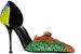 (W) Alexander McQueen Kasut High Heel Slip-On 'Kuning Biru Hijau' 718875WHW2G1049Orange