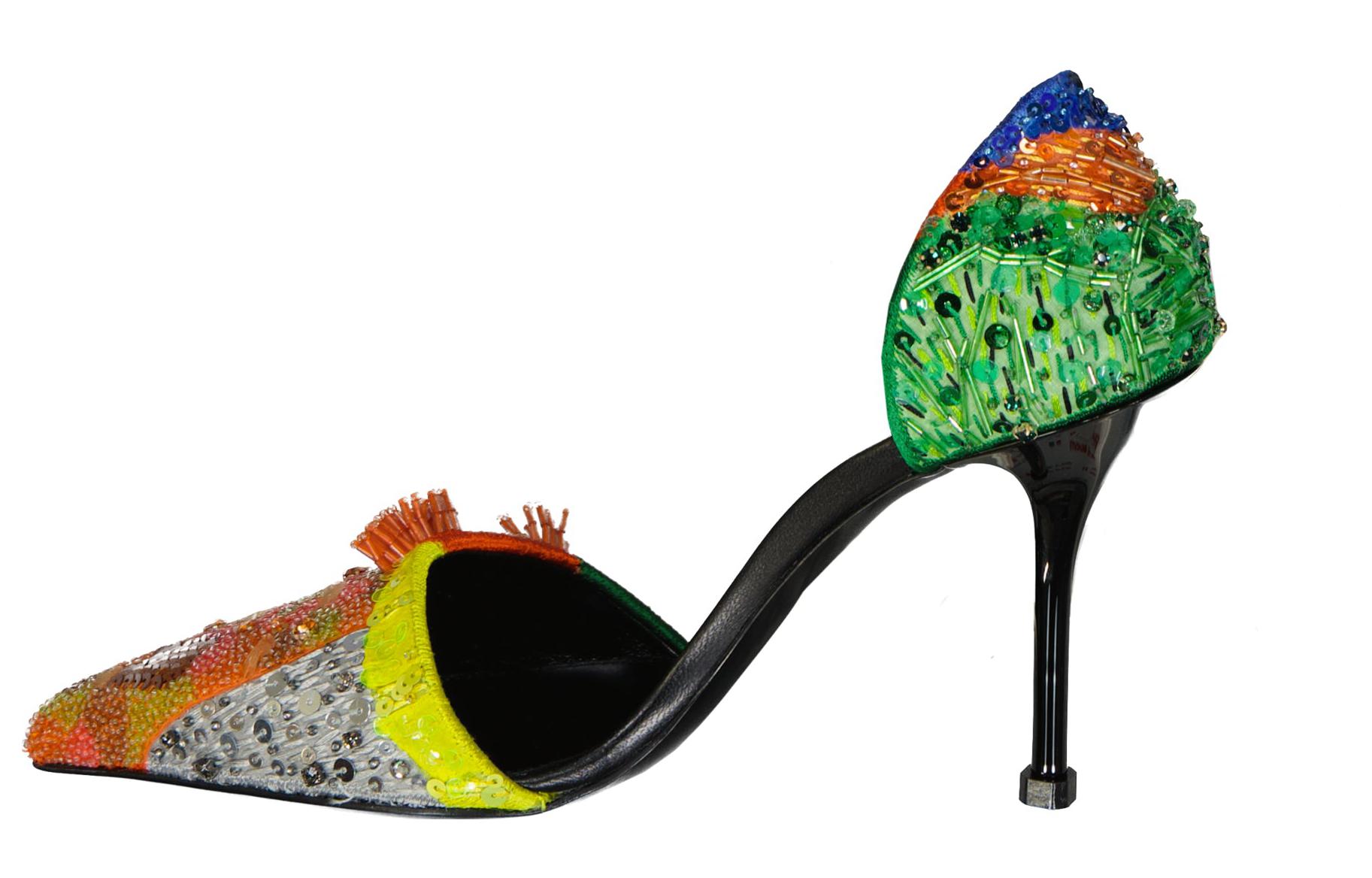Shop (W) Alexander McQueen Talons Hauts Slip-On ''Jaune Bleu Vert'' 718875WHW2G1049Orange