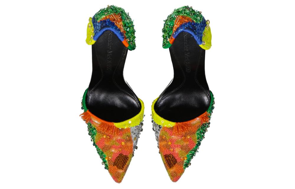 Purchase (W) Alexander McQueen Talons Hauts Slip-On ''Jaune Bleu Vert'' 718875WHW2G1049Orange