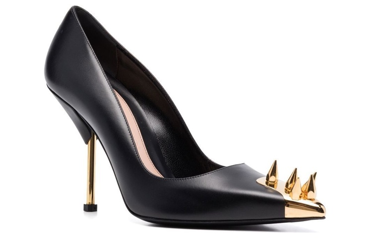 (W) Alexander McQueen Punk Pumps Gold 'Black' 圖 2