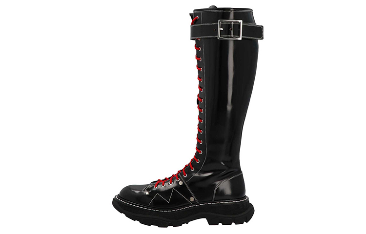 (Women) Alexander McQueen High Top Sneaker 'Black Leather' 676733WHZ8M1090