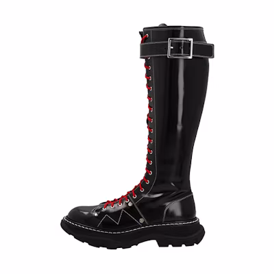 (W) Alexander McQueen High Top Sneaker 'Black Leather'