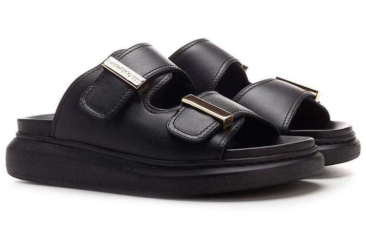 Lookbook (W) 알렉산더 맥퀸 블랙 레더 샌들 650784WHXZB1088