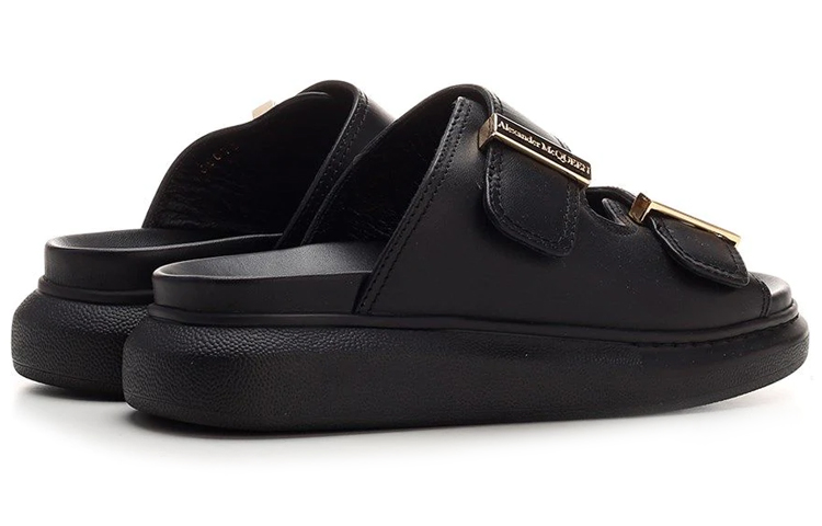 Shop (W) Alexander McQueen Hybrid 'Sandal Kulit Fesyen Hitam' 650784WHXZB1088