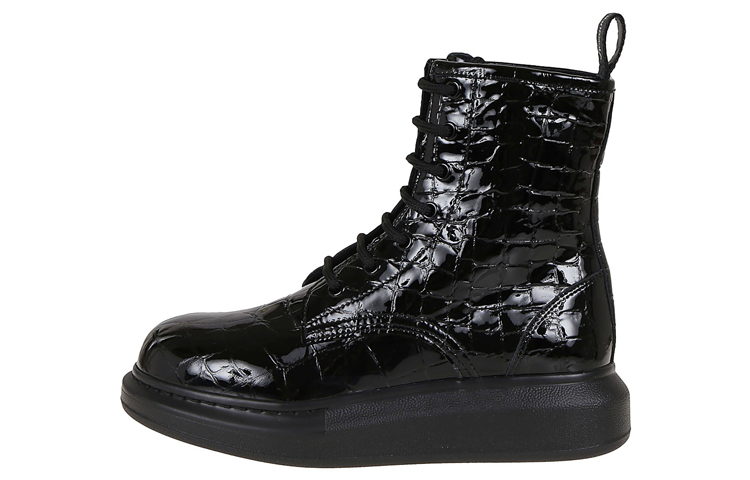 (Women) Alexander McQueen Hybrid Ankle Boot 'Black Crocodile'  633922-WHY20-1000