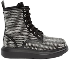 (W) 亚历山大·麦昆混合系带靴‘黑色银色’ 611701WHXHE1081 Order (W) 亚历山大·麦昆混合系带靴‘黑色银色’ 611701WHXHE1081