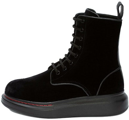 (Women) Alexander McQueen Hybrid Lace Up Boot 'Velvet Black' 586395W4IKX1000 Buy (Women) Alexander McQueen Hybrid Lace Up Boot 'Velvet Black' 586395W4IKX1000