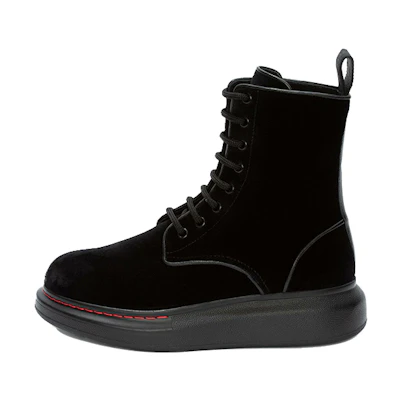 (W) Alexander McQueen Hybrid Lace Up Boot 'Velvet Black'