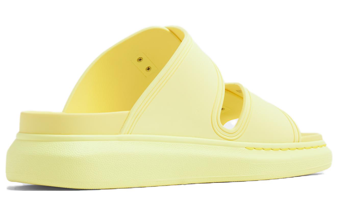 Order 亞歷山大·麥昆 混合材質橡膠雙提帶時尚涼鞋 女款 黃色