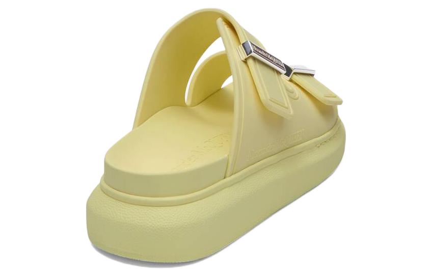 Purchase 亞歷山大·麥昆 混合材質橡膠雙提帶時尚涼鞋 女款 黃色