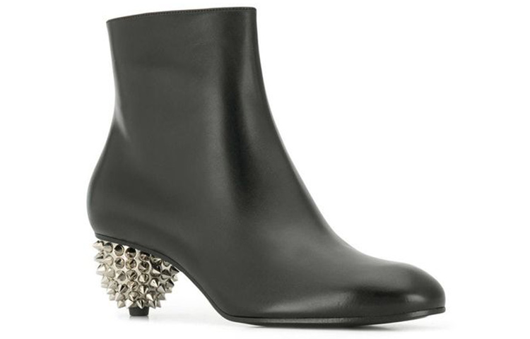 Order (W) Alexander McQueen Sepatu Boot Kulit Hitam Pendek 586428WHWQ11081