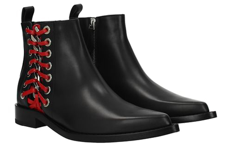 Order (W) 알렉산더 맥퀸 블랙 레더 앵클 부츠 1493541WHR541091