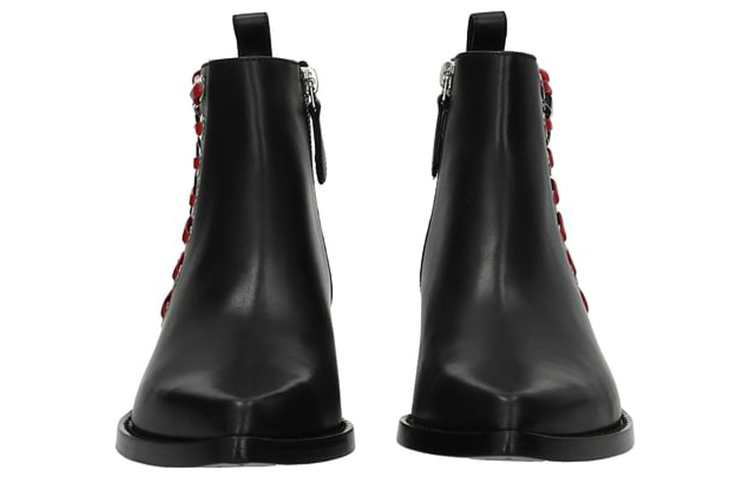 Shop (W) 알렉산더 맥퀸 블랙 레더 앵클 부츠 1493541WHR541091