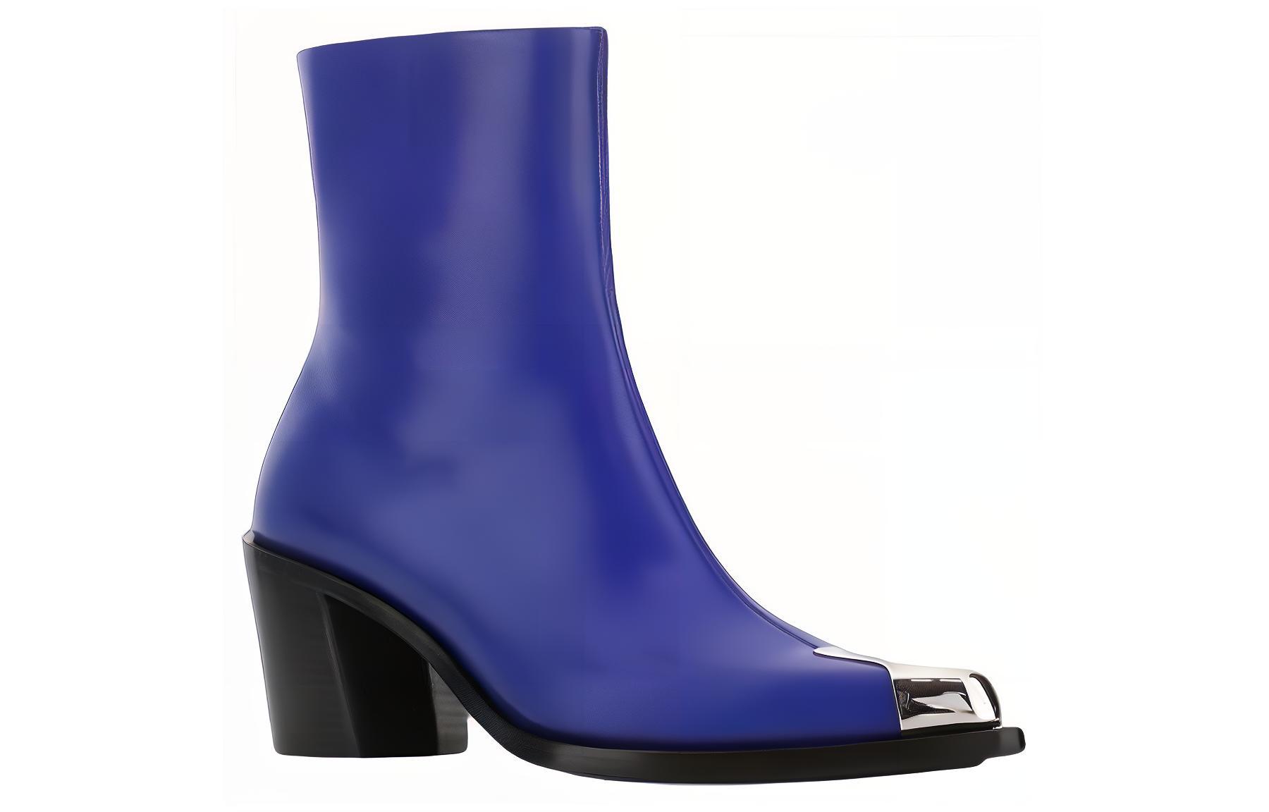 Lookbook (W) Bota de Cuero Alexander McQueen Tobillera 'Azul' 709986WHSWD4394