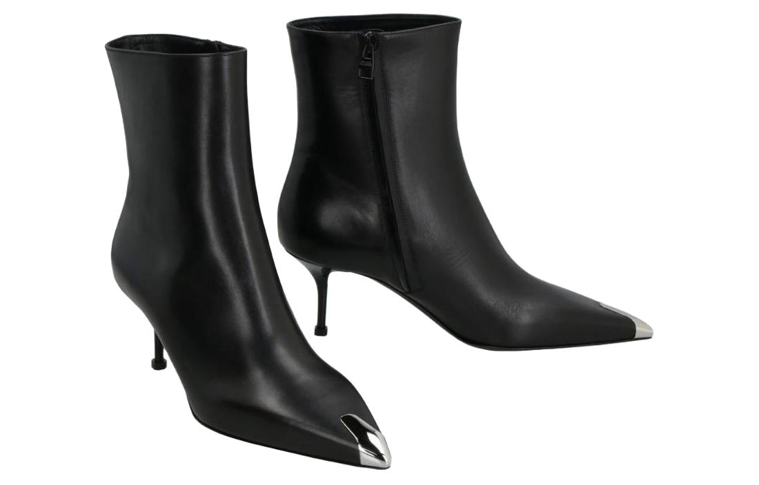 Shop (W) Alexander McQueen Sepatu Boot Kulit Pendek 'Fashion Black' 719531WHSWD1081