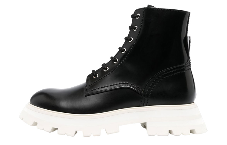 (Women) Alexander McQueen Leather Ankle Boots 'Black White' 708056WIC6C1595