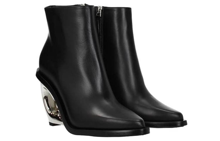 Order (W) Alexander McQueen Sepatu Kulit Pendek 'Hitam' 493533WHMUJ1081