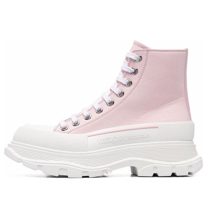 Buy (W) Alexander McQueen Sepatu Boot Kulit Pink Putih untuk Wanita 633900WHZ625805