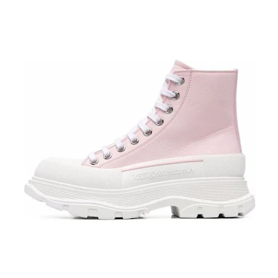(W) Alexander McQueen Leather Ankle Boots 'Pink White'