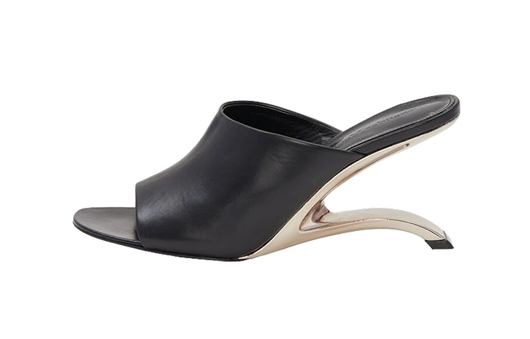 (Women) Alexander McQueen Leather Arc Mules Silver 'Black' 734996WIC711081