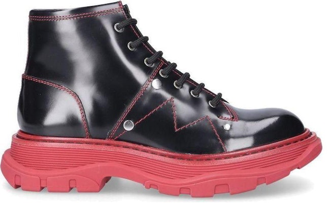 (W) Bota de Cuero Alexander McQueen 'Negro Rojo' 595469WHZ811166 Order (W) Bota de Cuero Alexander McQueen 'Negro Rojo' 595469WHZ811166
