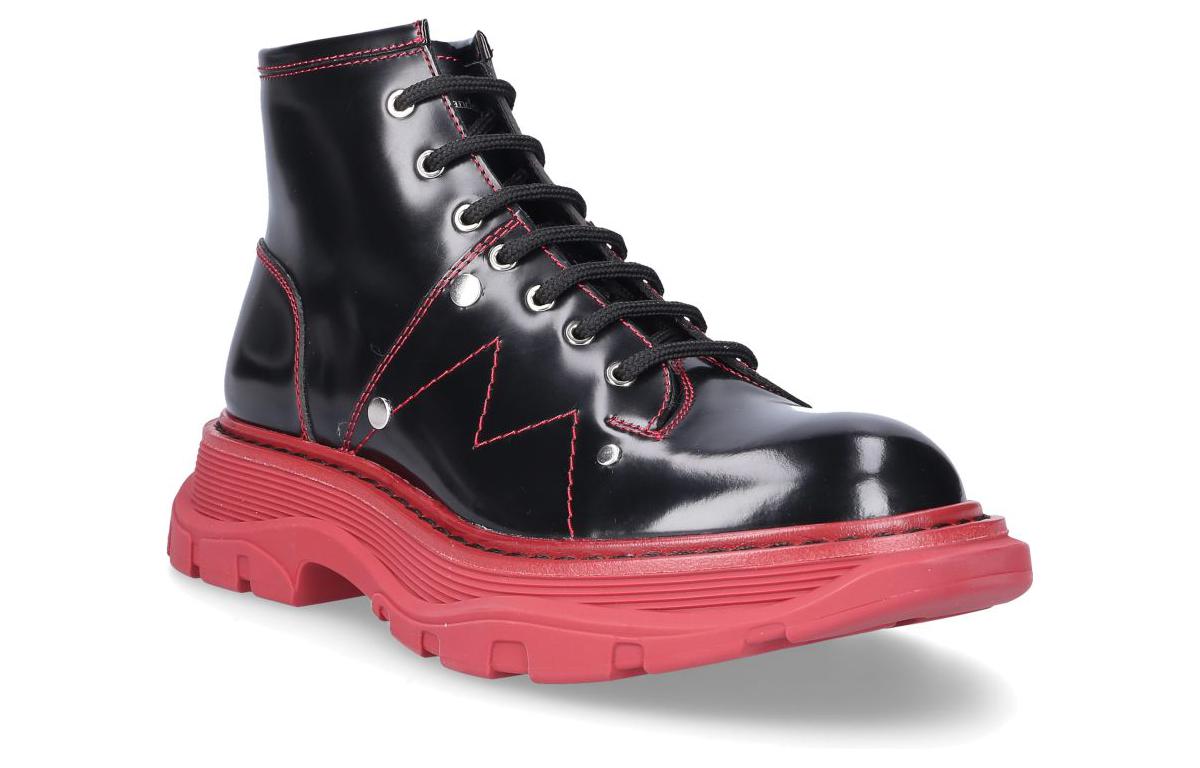 Lookbook (W) Bota de Cuero Alexander McQueen 'Negro Rojo' 595469WHZ811166