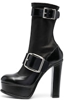 (Women) Alexander McQueen Leather Buckle Ankle Boots 'Black' 718392WHSWH1081 (Women) Alexander McQueen Leather Buckle Ankle Boots 'Black' 718392WHSWH1081