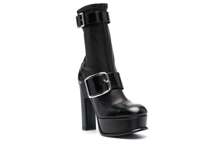 Order (W) Alexander McQueen Boots Kulit Buckle Hitam 718392WHSWH1081