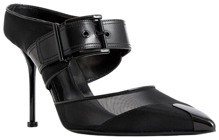 Lookbook (Women) Alexander McQueen Leather Buckle Fashion Sandal 'Black' 744759W4AB21000