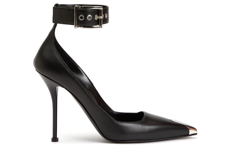 Order (Women) Alexander McQueen Leather Buckle High Heel 'Black Fashion' 757512WIEA11081