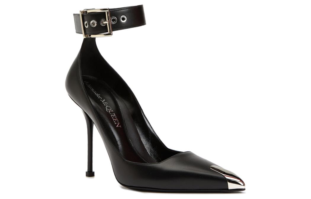 Shop (Women) Alexander McQueen Leather Buckle High Heel 'Black Fashion' 757512WIEA11081