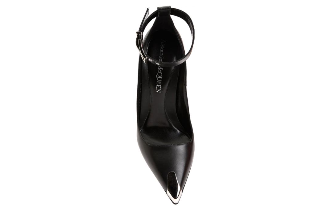 Purchase (Women) Alexander McQueen Leather Buckle High Heel 'Black Fashion' 757512WIEA11081