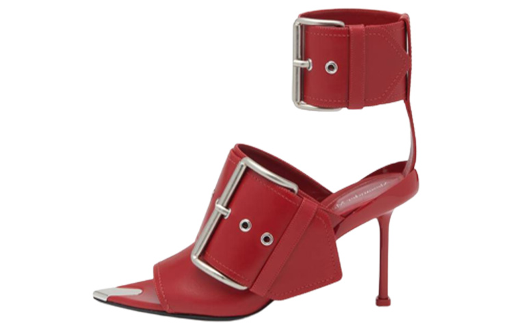 Buy (W) Sandali Slingback a Punta in Pelle con Fibbia Alexander McQueen 9cm ''Rosso'' 768109WIEA36153