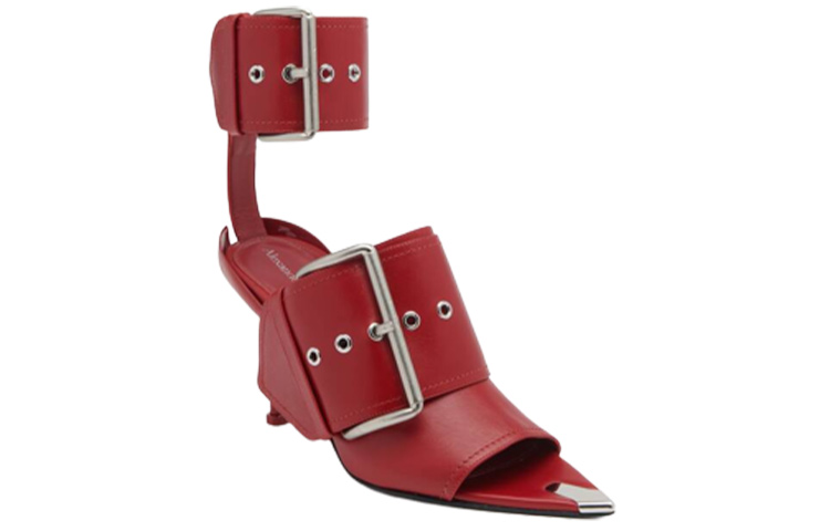 Order (W) Sandali Slingback a Punta in Pelle con Fibbia Alexander McQueen 9cm ''Rosso'' 768109WIEA36153