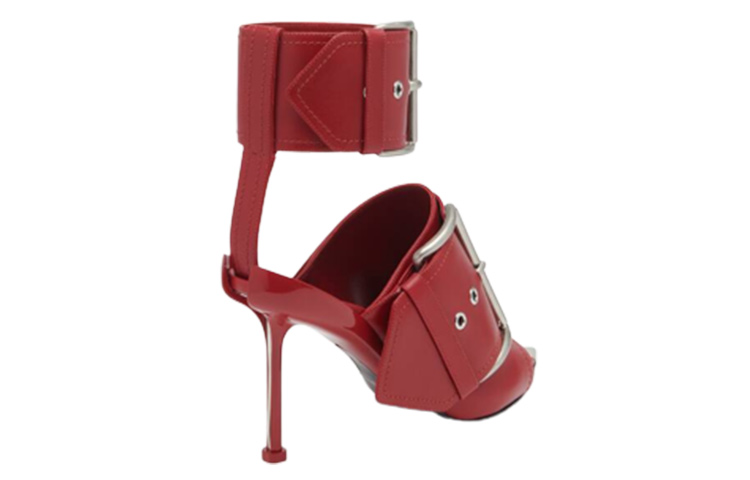 Shop (W) Sandali Slingback a Punta in Pelle con Fibbia Alexander McQueen 9cm ''Rosso'' 768109WIEA36153