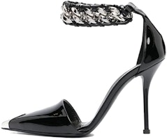 (Women) Alexander McQueen Leather Buckle Pointed Toe Stiletto 'Black' 718869WIA3F1081 (Women) Alexander McQueen Leather Buckle Pointed Toe Stiletto 'Black' 718869WIA3F1081