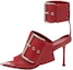Buy (W) Alexander McQueen Sandal Kulit Buckle Tumit Tirus 9cm 'Merah' 768109WIEA36153