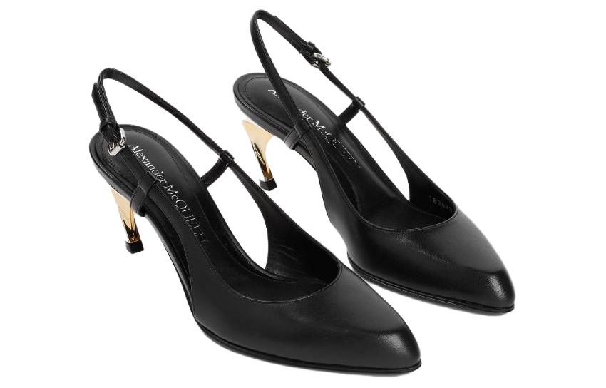 Shop (W) 알렉산더 맥퀸 블랙 스틸레토 가죽 버클 펌프스 780690WIEX21399