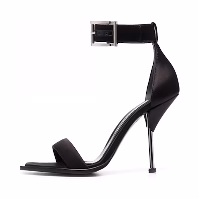 (W) Alexander McQueen Leather Buckle Sandal 'Black'