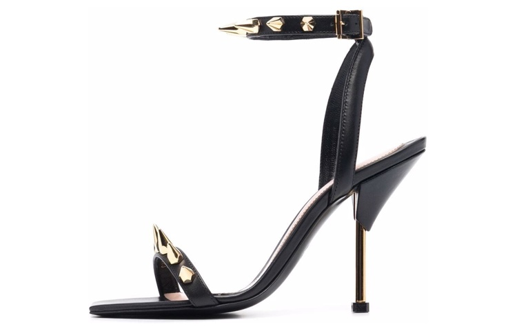 (Women) Alexander McQueen Leather Buckle Sandals 'Black Gold' 658240WHWQ21088