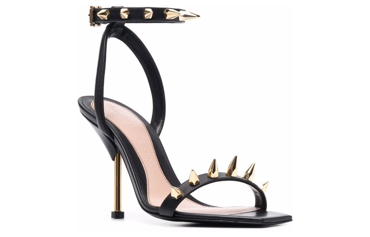 Order (Women) Alexander McQueen Leather Buckle Sandals 'Black Gold' 658240WHWQ21088